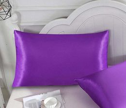 2026 inch Silk Satin Pillow Case 12 Solid Colours Cooling Envelope Pillowcase Ice Silks Skinfriendly Pillowslip Bedding Supplies3079789