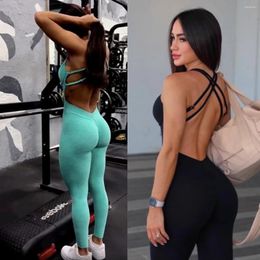Active Sets Women Jumpsuit For Gym Nylon Fitness Suit Scrunch BuYoga Set One-Piece Workout Clothing Activewear