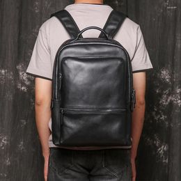 Backpack Genuine Leather Men School Bags For Teenager Boys Large Travel Backpacks Laptop Mochila Notebook