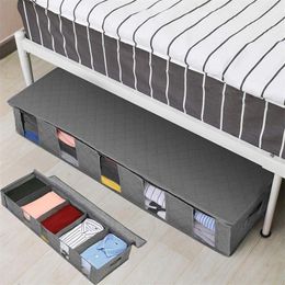 NonWoven Under Bed Storage Bag Quilt Blanket Clothes Storage Bin Box Divider Folding Closet Organizer Clothing Container Large LJ2214L