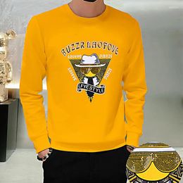 Men's Hoodies Portrait Pattern Heavy Craft Bead Patch Embroidery With Diamond Personalized Leisure Long Sleeve T Poleron Hombre