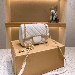 classic mini flap square bags golden chain france womens designer luxury lambskin genuine leather gold ball adjustable shoulder strap crossbody handbags 20cm