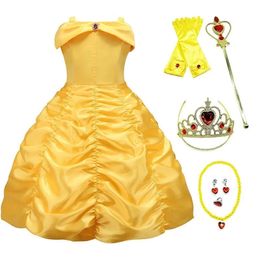 Girls Dresses Belle Dress Kids Ball Gown Princess Costume Beauty and Beast Children Christmas Birthday Carnival Party Cosplay Disguise 231211