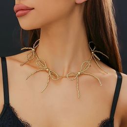 Unique Goth Small Ball Knotted Bowknot Adjustable Choker Necklace for Women Wed Brida Elegant Tassel Clavicle Chain Y2K Jewelry
