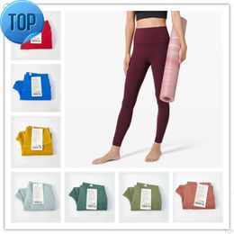 Abbigliamento da yoga LL Pantaloni a vita alta da donna Leggings fitness push-up Elastico morbido Sollevamento dell'anca Sport a forma di T Allenamento da corsa