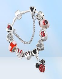 16-21CM European charm bracelet sweet mouse charm beads 925 silver chain for kids DIY Jewelry Accessories with gift box7219767