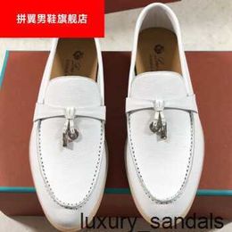 Loropinas Shoes Casual Shoes Summer Charms Walk Loafers Pinyi Loropinas Women's and Men's Lefu Shoes Flat Soft Single Shoes 2024 Spring/summer New Shoes White 34 HBB2