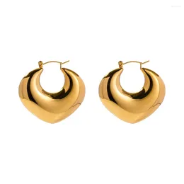 Hoop Earrings Youthway Stainless Steel Charm Geometric Heart Shape Glossy Round Women's Love Accessories Jewelry