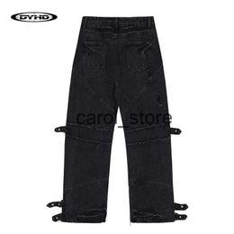 Men's Pants Mens Hip Hop Punk Jeans Trousers Belt Decoration Dark Pants Men Women Streetwear Oversized Loose Washed Denim Pants Unisex J231208