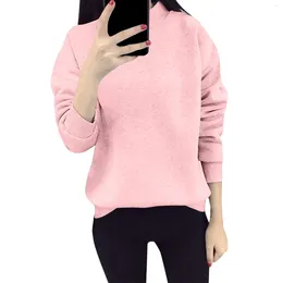 Women's Hoodies Winter For Women Casual Solid Color Long Sleeve O Neck Sweatshirts Vintage Y2k Pullover Sudaderas De Mujeres