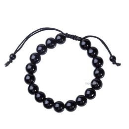 New Obsidian Beaded Bracelets for Men Hematite Rope Woven Infinity Charm Bracelet for Women Jewellery Personal Accessories Cuff3071