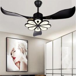 LED Modern Ceiling Light Fan Black Ceiling Fans With Lights Home Decorative Room Fan Lamp Dc Ceiling Fan Remote Control MYY270G