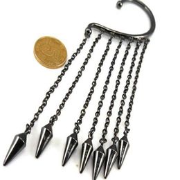 24pcs whole Fashion Punk Ear Cuff tassels metal Rivent earrings Ear Clip Bullet hook Earring215i