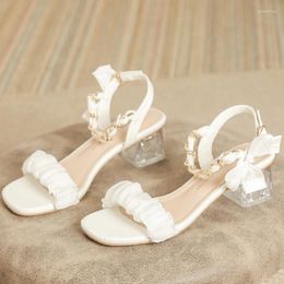 Dress Shoes Girls' Summer Small Fragrant Open Toe Slip-toe Sandals Women's 2023 French