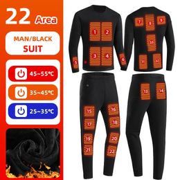 Men's Thermal Underwear 22 Zones Heated Underwear Set Men Women Winter Heated Suit Set Motorcycle USB Electric Powered Thermal Heating Motorcycle Pant 231211