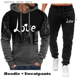 Men's Tracksuits New LOVE Printed Fashion Hoodie Men Sweatshirt and Sweatpant Tracksuit Youth Jogging Suits S-4XL Q231211
