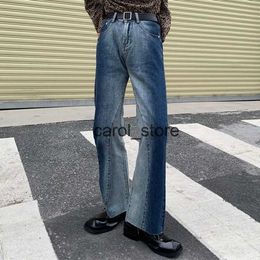 Men's Pants High Street Contrasting Colour Gradient Jeans Trendy Men Versatile Straight Leg Wide Leg Pants Retro Design Micro Flared Trousers J231208
