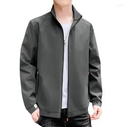 Men's Jackets Spring Mens Jacket Fashion Bomber For Men Fall Teenagers Solid Color Stand-up Collar Casual Zipper Sports Coats