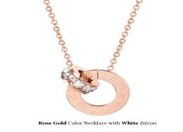 High quality 18K gold plated Zircon Crystal Circle Ring Pendant Necklace Fashion Jewellery Silver Colour Roman Numeral Rings Women Gi3116537