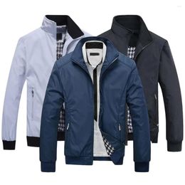 Men's Jackets Stylish Slim Fit Pure Colour Baseball Jacket Super Soft Bomber Ribbing Bottom Coat For Home