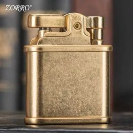 High-end Kerosene Lighter Pure Copper Push-type Creative Retro Novelty Button Ignition Portable Simple Windproof