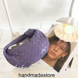 Venetaabottegaa Woven Mini Jodie Handbag Lavender Purple Knitted Knot Bag Dumpling Bags