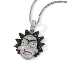 Hip Hop Jewellery 18K Gold Plated Iced Out CZ Cartoon Pendant Necklace Jewellery Accessories For Men336S