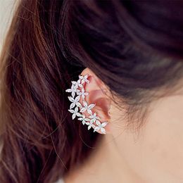 TOMTOSH Crystal Floral Design Ear Cuffs Zircon Earrings276T