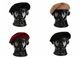 Berets Army Special Forces Wool Black Red Colour Beret Hat Military CapBerets8960487