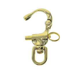 Keychains Solid Brass Large Mirror Polished Sweden Swivel Snap Pull Lock Carabiner Hook Quick Release Nautical Leather DIY FOB