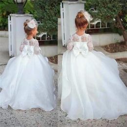 Girl Dresses First Communion Kids Surprise Birthday Present White Wedding Dress Lace Flower Princess Ball Beauty Pageant