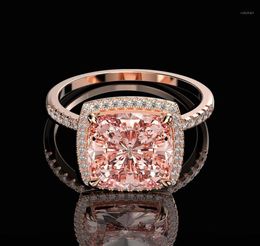 OEVAS Luxury 100 925 Sterling Silver Created Moissanite Morganite Gemstone Wedding Engagement Ring Fine Jewelry Whole18658618