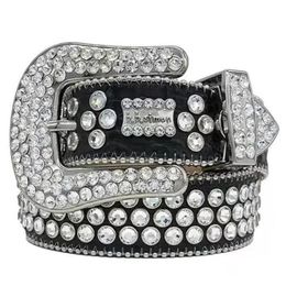 2022 Designer Bb Belt Simon Belts for Men Women Shiny diamond belt Black on Black Blue white multicolour with bling rhinestones as231z