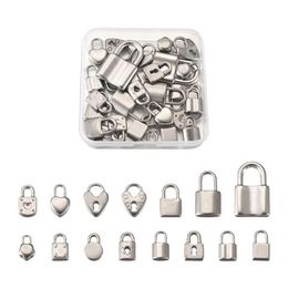 Charms 30pcs Box Stainless Steel Heart Padlock Dangle Lock Pendants For DIY Bracelets Necklaces Jewelry Crafts Keyhcian Making202Z