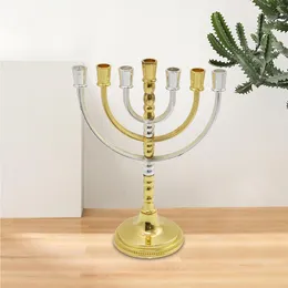 Candle Holders Hanukkah Menorah Candelabra Desktop Traditional Round Base Holder For Mantel Living Room Fireplace Anniversary Decor