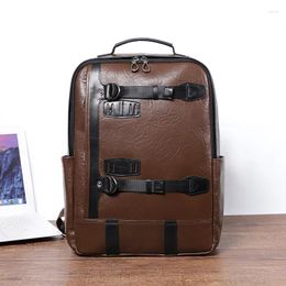 Backpack Vintage Natural Skin Leather Men Casual Male 15.6 Inch Laptop Bag Daypacks Large Capacity Travel College School