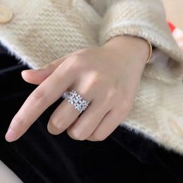 New Arrival sparkling Jewelry sterling sier cut moissanite Diamond Party Women Wedding Leaf Band Ring Gift