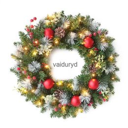 Christmas Decorations Led Wreath Artificial Pinecone Red Berry Garland Hanging Ornaments Front Door Wall Xmas Tree Decorvaiduryd