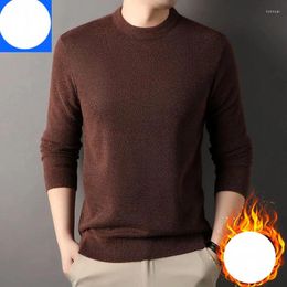 Men's Sweaters Winter KPOP Fashion Style Harajuku Slim Fit Tops Loose Casual All Match Knitwear Plush O Neck Insert Solid Long Sleeve
