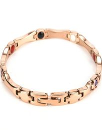 4 In 1 Health Magnetic Germanium Stone Bracelets For Women Accesories Fashion Rose Gold Colour Stainless Steel Bracelet Whole6831524