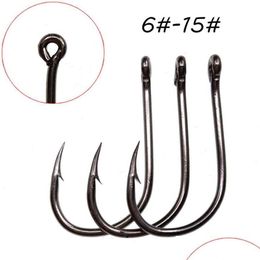 Fishing Hooks 1000Pcs Lot 10 Sizes 6-15 Black Ise Hook High Carbon Steel Barbed Fishhooks Asian Carp Pesca Tackle Accessories Kl283V Otngk