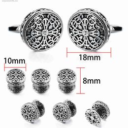 Cuff Links Button Covers for Mens Shirts with Vintage Enamel Hollow Pattern Tuxedo Shirt Cufflinks and Studs for Men Wedding Accessories Q231211