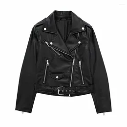 Women's Leather Imitation Jacket Fall/Winter Zipper Decoration Temperament Female Chic Locomotive Style 3046/060