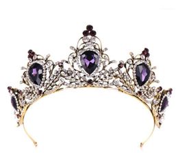 Hair Clips Barrettes Purple Vintage Crown Bride Wedding Bridal Tiara Headband Hoop Rhinestone Stone Luxury Charms Jewellery Glow F6694127
