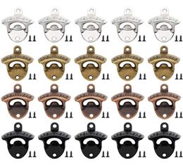 20 Pack Open Here Bottle Opener Wall Mounted Vintage Retro Zinc Alloy Beer OpenersTools Four Colors Combinations Bar Accessories X4393425