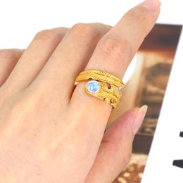 open rings, simple high-end rings, light luxury temperament, women's rings, versatile Gold-plated European and American fashion feather gemstone