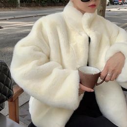 Women's Fur Luxury Women Faux Mink Jackets Outwear Korean Ladies Thicken Autumn Winter Female Loose Casual Full Sleeve Coats WJ2