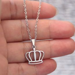 Everfast 10Pc Lot Simple Crown Stainless Steel Charms Chokers Pendants Necklaces Women Kids Girls Fashion Minimalist Jewelry Gift 278K