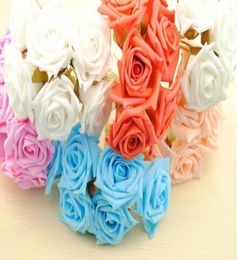 72pcs 24quot Artificial Head Rose Bouquet Latex Bridal Flowers Wedding Centrepieces Craft5505136