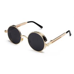 Good Quality Round Steampunk Sunglasses Men Women Metal Wrap Eyeglasses Round Shades Brand Designer Sun glasses Mirror UV400276z